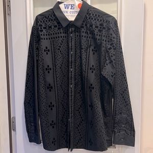 INC concepts men’s button-down XXL. Velvet pattern. Great to go out in. Black